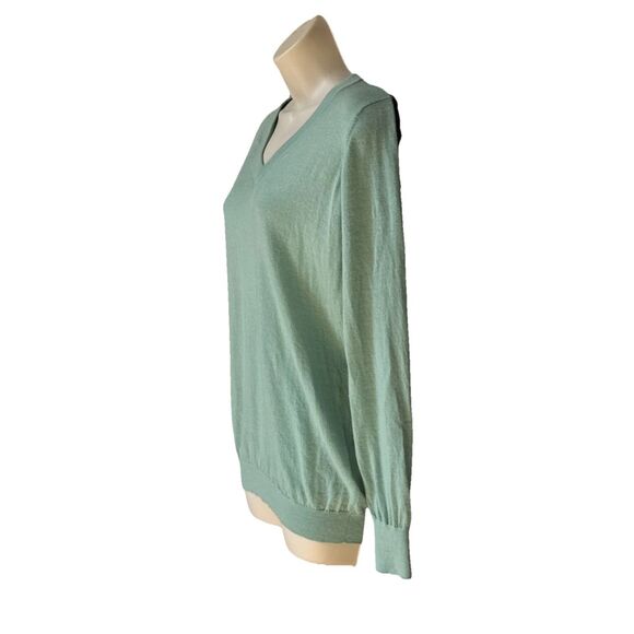 Ann Mashburn Size L Womens V-neck 100% Cashmere Sweater Pullover Mint Green - Picture 3 of 11